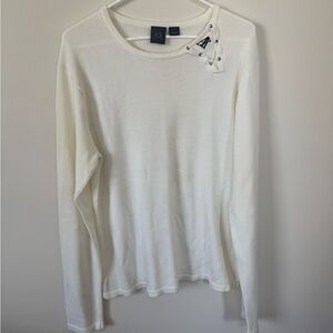Armani Exchange White Long Sleeve Sweater with Ribbed Embellishments Size Large